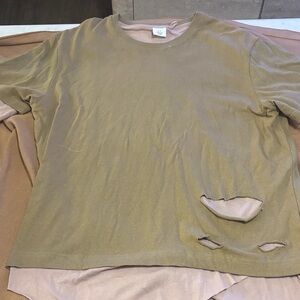 Urban Outfitters Tan Distressed Short Sleeve Tee